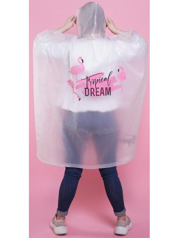 Дождевик - пончо Tropical dream, оверсайз, 44-52, 97 х 120 см, цвет белый