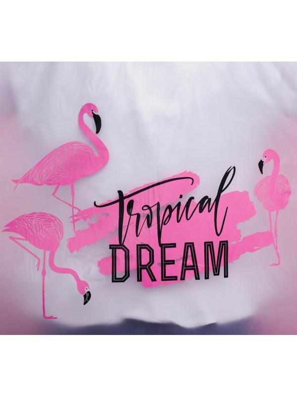 Дождевик - пончо Tropical dream, оверсайз, 44-52, 97 х 120 см, цвет белый