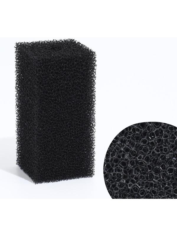 Губка прямоугольная для фильтра № 3, ретикулированная 30 PPI, 6 х 6 х 12 см, черная