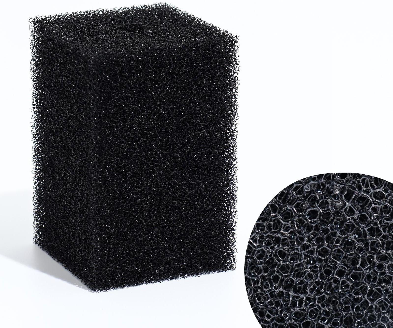 Губка прямоугольная для фильтра № 8, ретикулированная 30 PPI, 8 х 8 х 12 см, черная