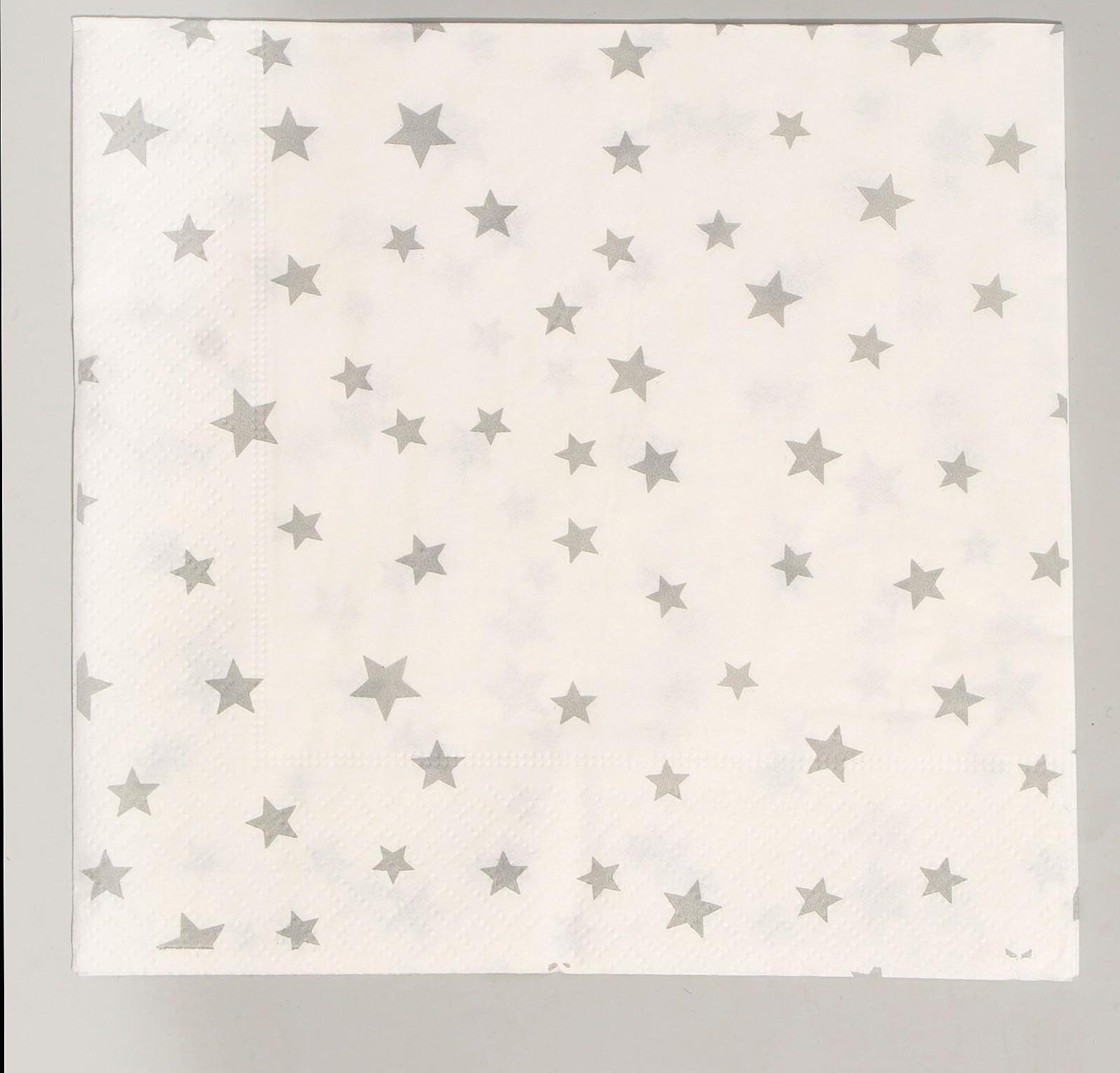Салфетки бумажные «Звёздочки», 33х33 см, набор 20 шт., цвет серебряный