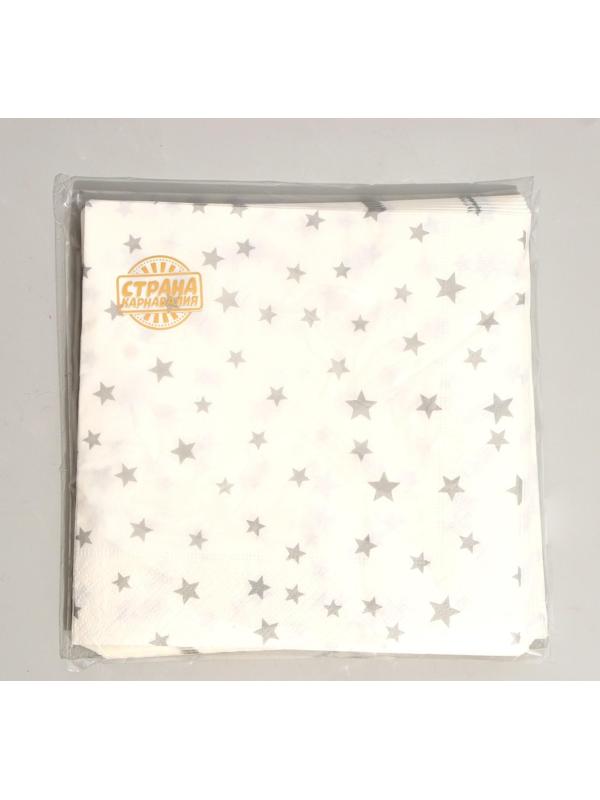 Салфетки бумажные «Звёздочки», 33х33 см, набор 20 шт., цвет серебряный