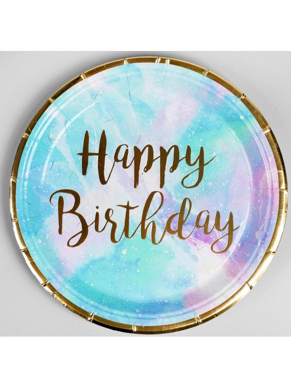 Тарелка бумажная «С днём рождения», набор 6 шт.