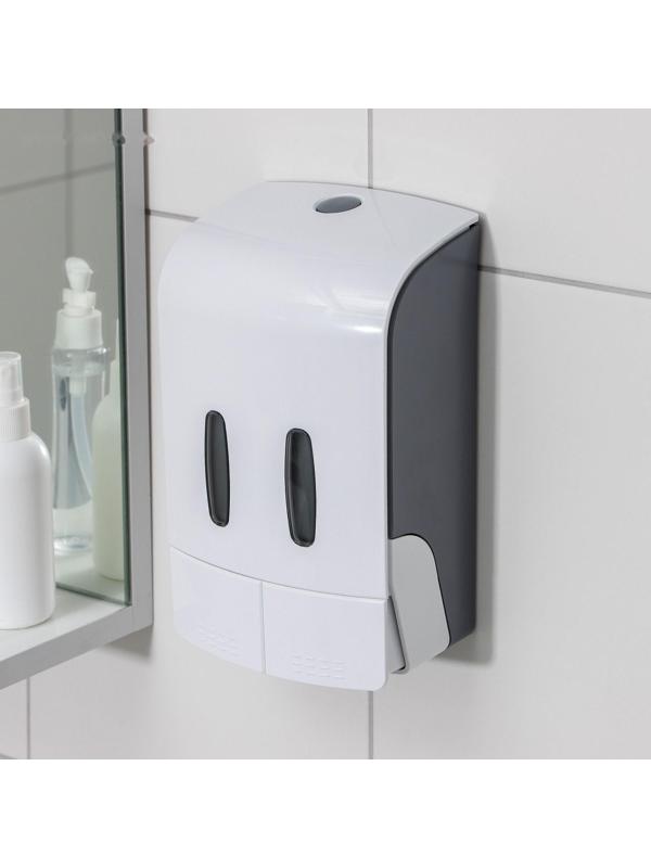 Диспенсер для антисептика или жидкого мыла механический, двойной, 1000 мл, пластик