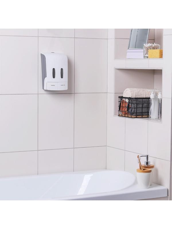 Диспенсер для антисептика или жидкого мыла механический, двойной, 1000 мл, пластик