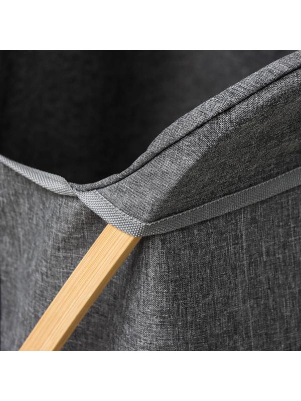 Корзина универсальная с крышкой «Лён», 37×43×66 см, цвет серый