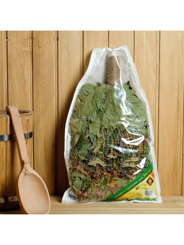 Веник для бани дубовый с травами, в пакете на молнии