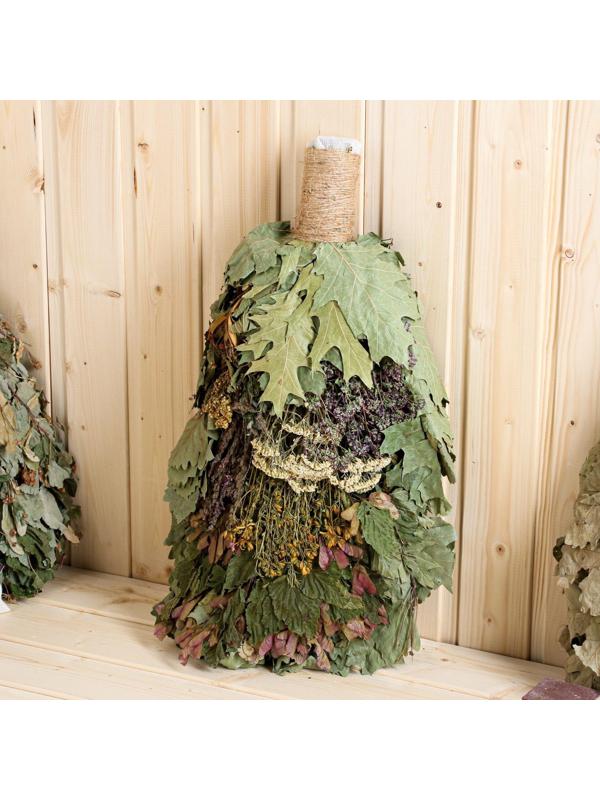 Веник для бани дубовый с травами, в пакете на молнии