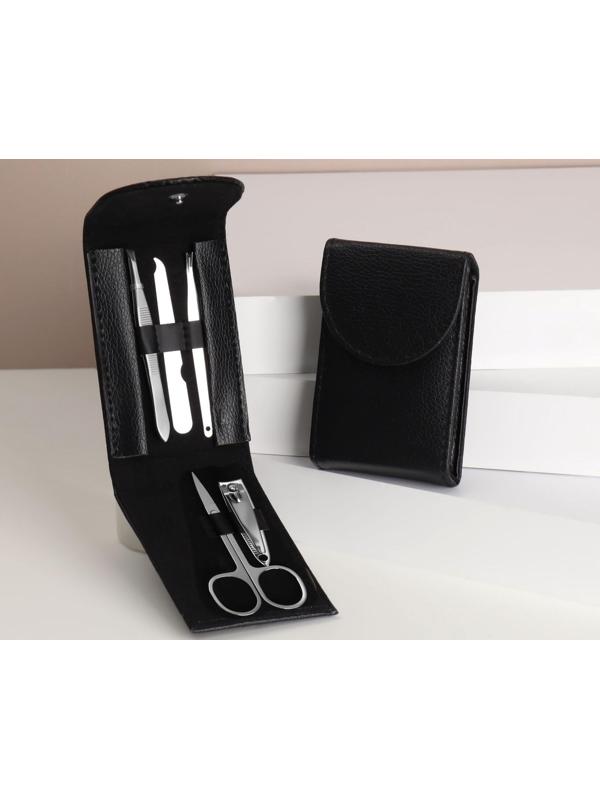 Набор маникюрный, 5 предметов, в чехле, цвет чёрный