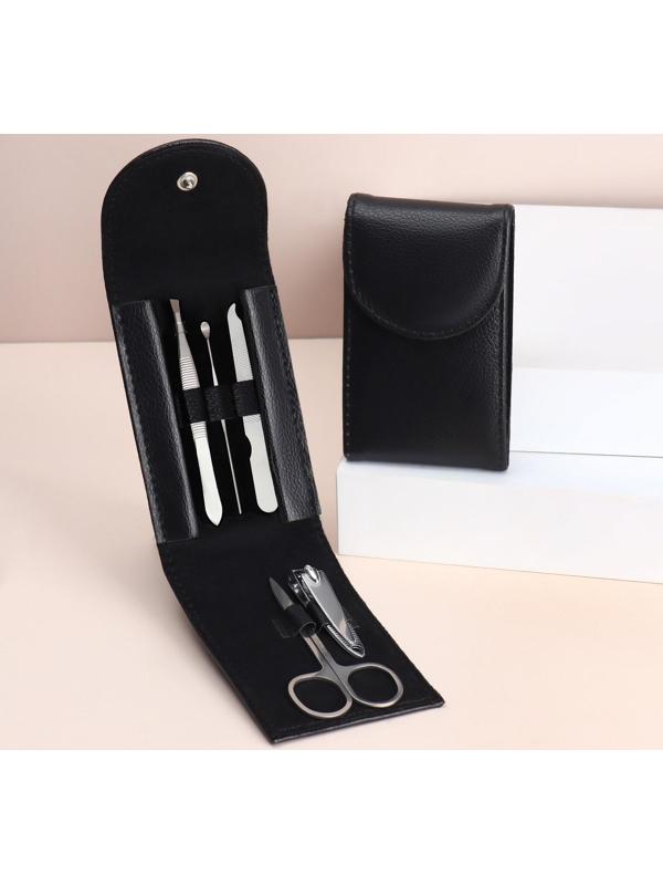 Набор маникюрный, 5 предметов, в чехле, цвет чёрный