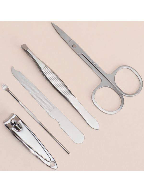 Набор маникюрный, 5 предметов, в чехле, цвет чёрный