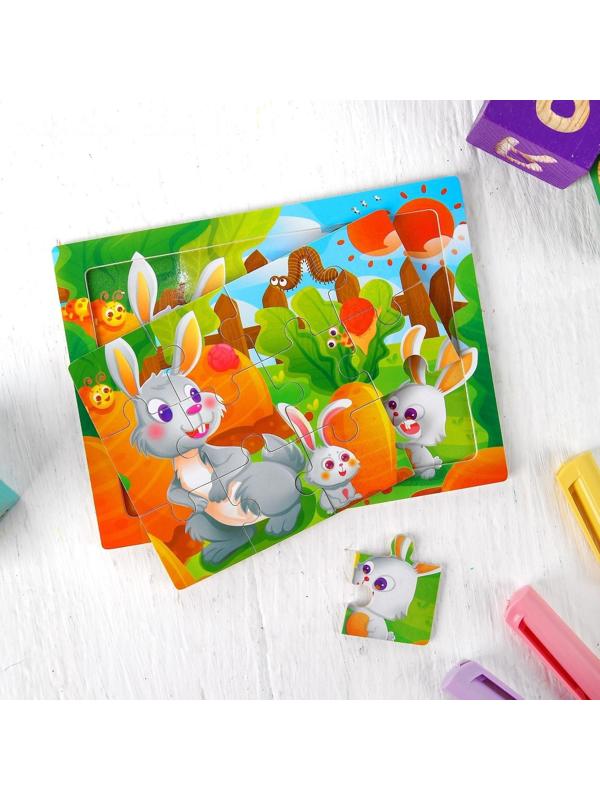 Пазл «Зайки» 12 элементов, 0,4×14,5×11 см