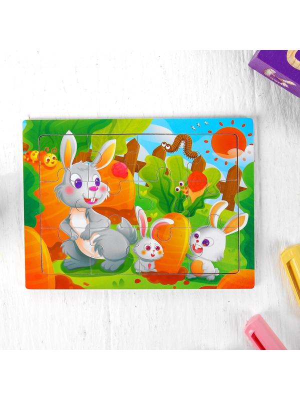 Пазл «Зайки» 12 элементов, 0,4×14,5×11 см