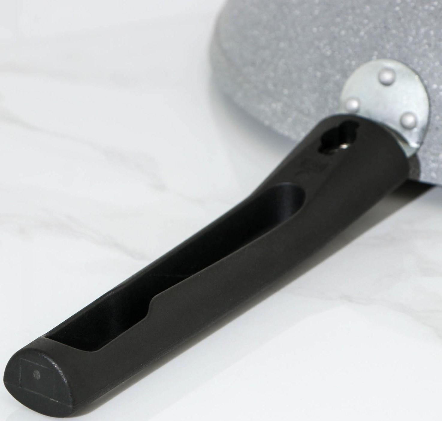 Сковорода, d=24 см, съёмная ручка, стеклянная крышка, антипригарное покрытие, цвет светлый мрамор