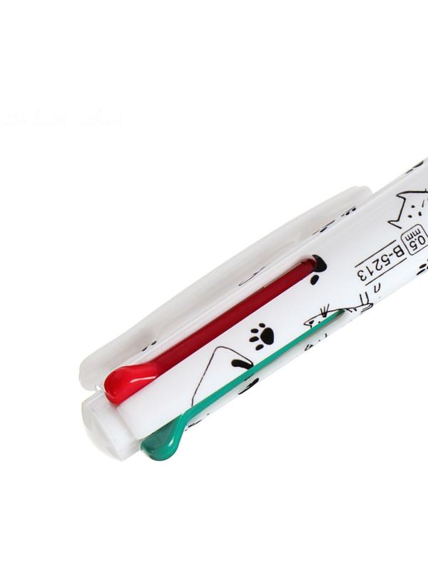 Ручка шариковая, автоматическая 4 - х цветная, цвет корпуса МИКС с рисунком, штрихкод на штуке