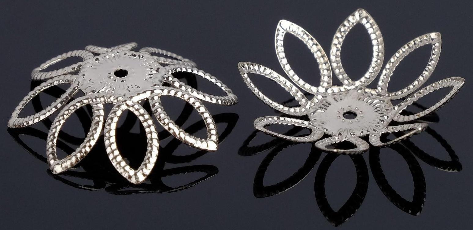 Шапочки для бусин (набор 10шт) СМ-075, 2х24 мм, цвет серебро