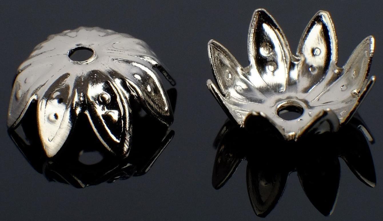 Шапочки для бусин (набор 50шт) СМ-012, 5х10 мм, цвет серебро