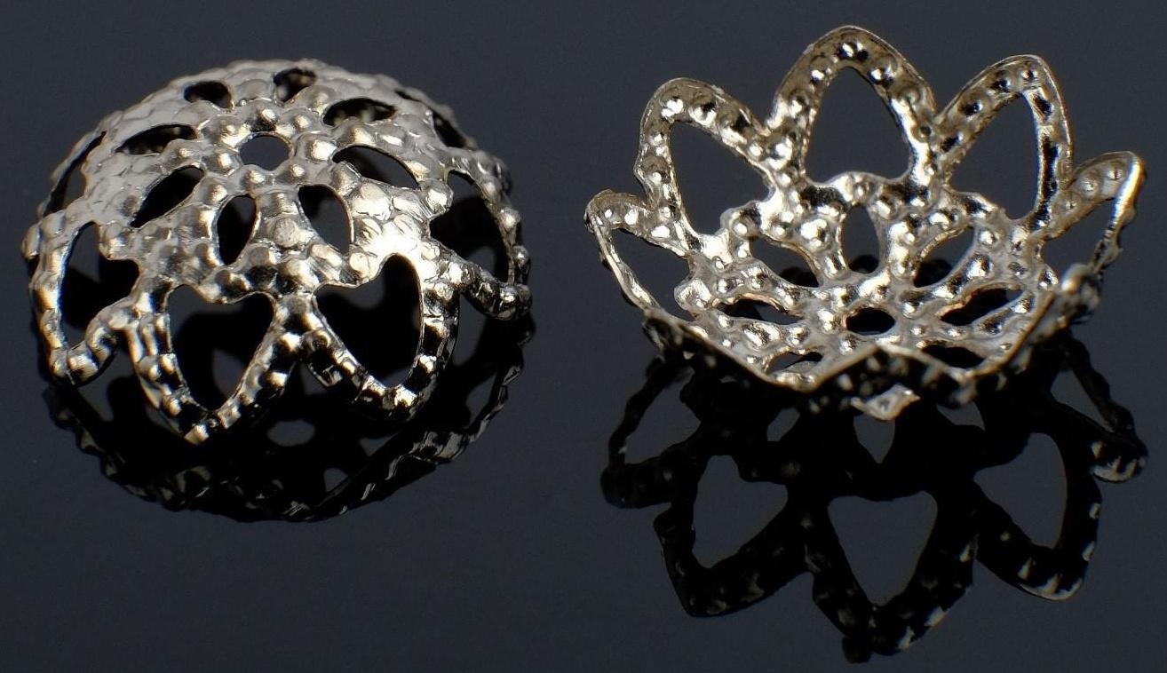 Шапочки для бусин (набор 30шт) СМ-019, 8*4 мм, цвет серебро