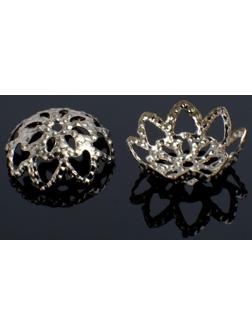 Шапочки для бусин (набор 30шт) СМ-019, 8*4 мм, цвет серебро