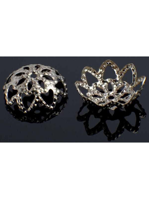 Шапочки для бусин (набор 30шт) СМ-019, 8*4 мм, цвет серебро