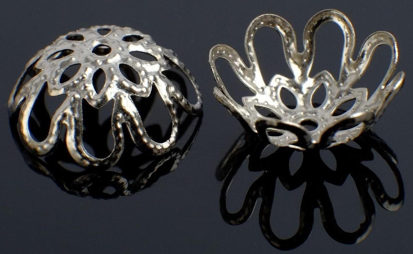 Шапочки для бусин (набор 30шт) СМ-020, 5х12 мм, цвет серебро