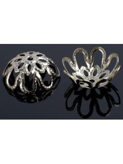 Шапочки для бусин (набор 30шт) СМ-020, 5х12 мм, цвет серебро