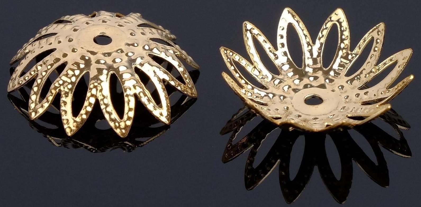 Шапочки для бусин (набор 10шт) СМ-034, 5х20 мм, цвет золото