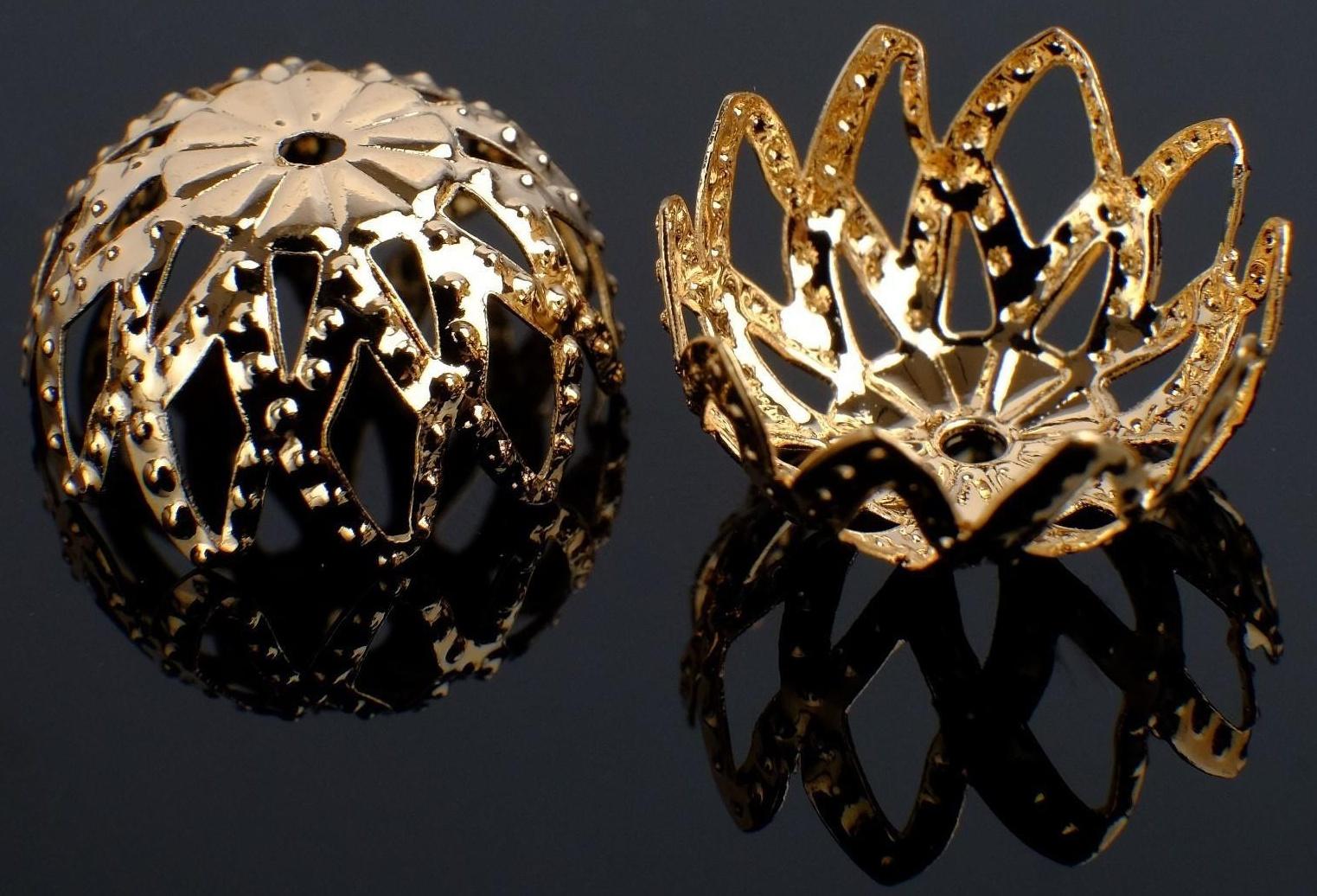 Шапочки для бусин (набор 10шт) СМ-042, 3х15 мм, цвет золото