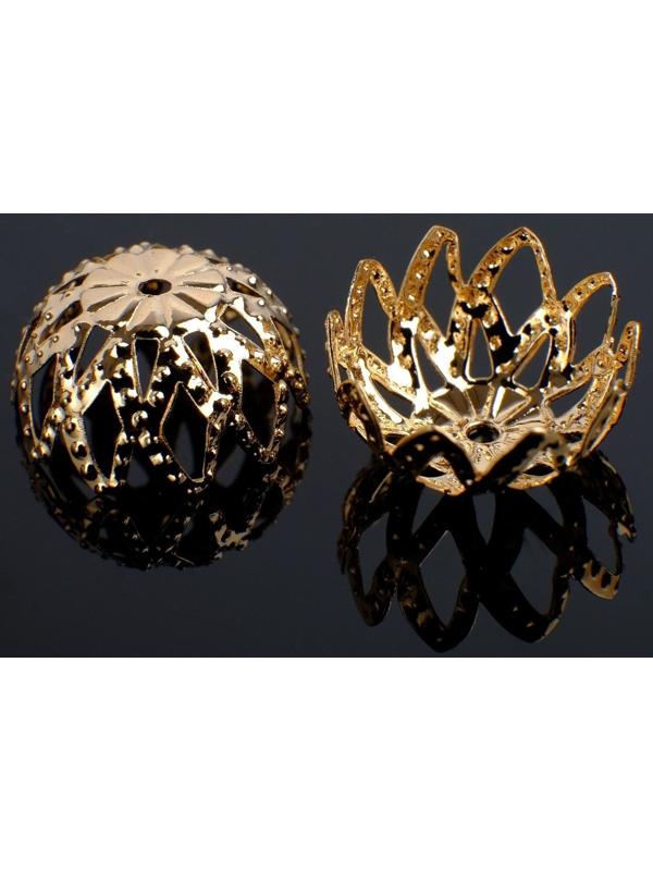 Шапочки для бусин (набор 10шт) СМ-042, 3х15 мм, цвет золото