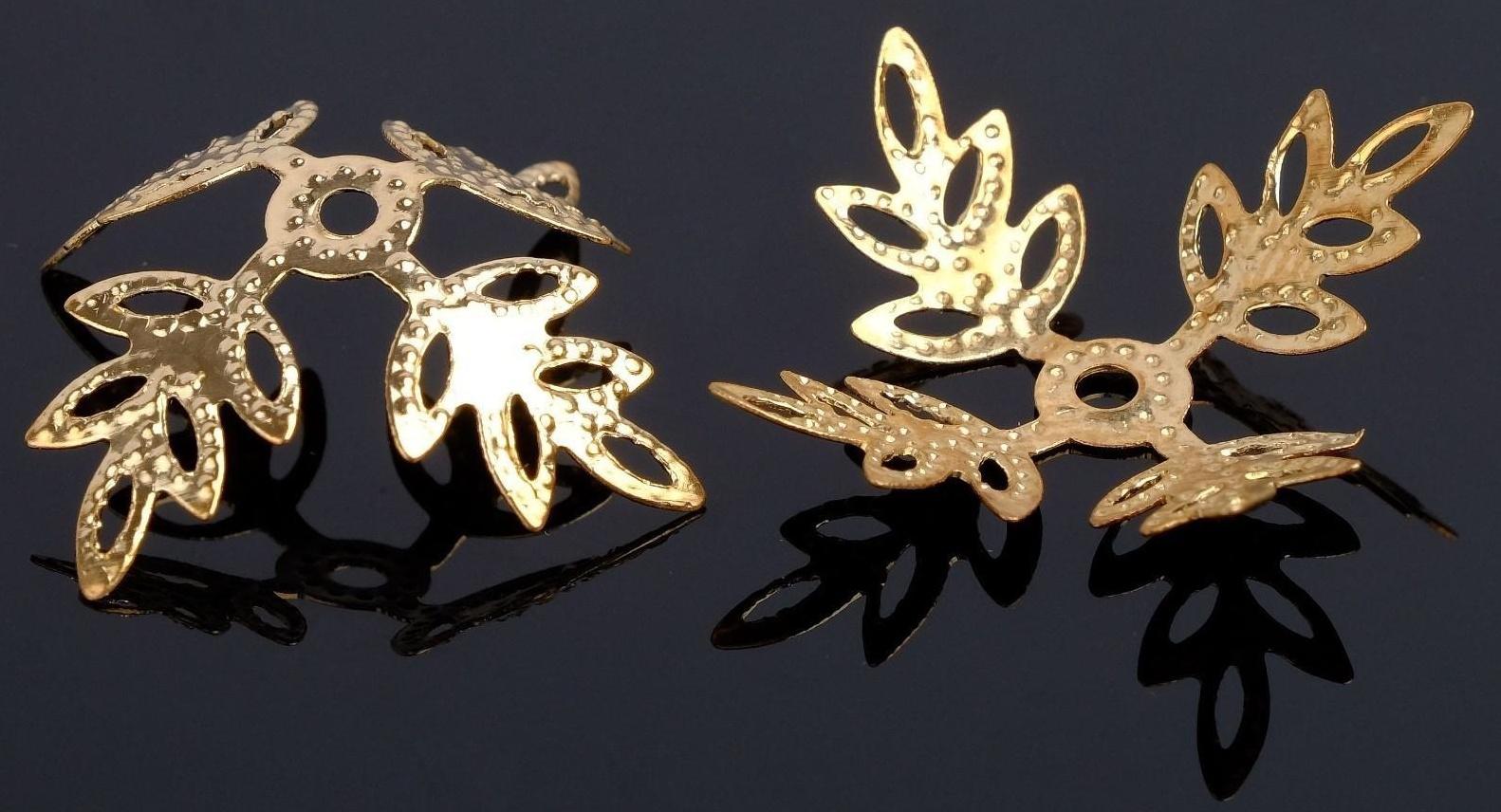 Шапочки для бусин (набор 10шт) СМ-047, 2х23 мм, цвет золото