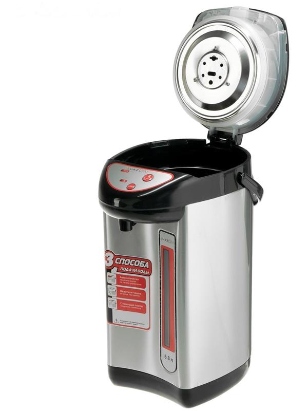 Термопот Luazon LET-5001, 750 Вт, 5.8 л, 3 способа подачи воды, серый