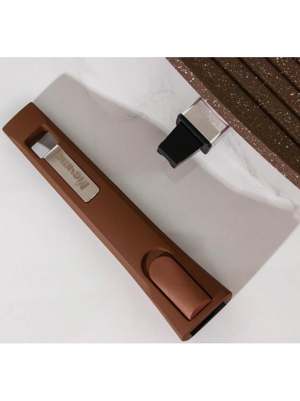 Сковорода-гриль «Гранит», 26×26 см, съёмная ручка, стеклянная крышка, антипригарное покрытие, цвет коричневый