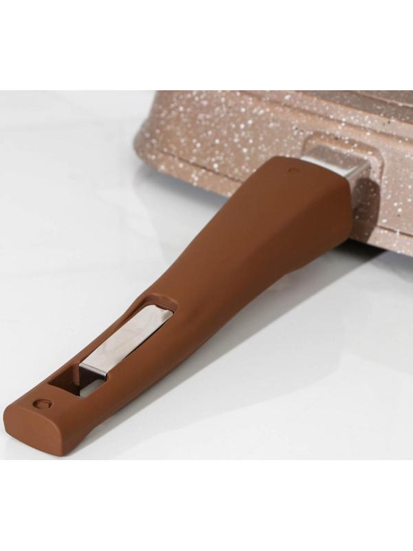 Сковорода-гриль «Гранит», 26×26 см, съёмная ручка, стеклянная крышка, антипригарное покрытие, цвет коричневый