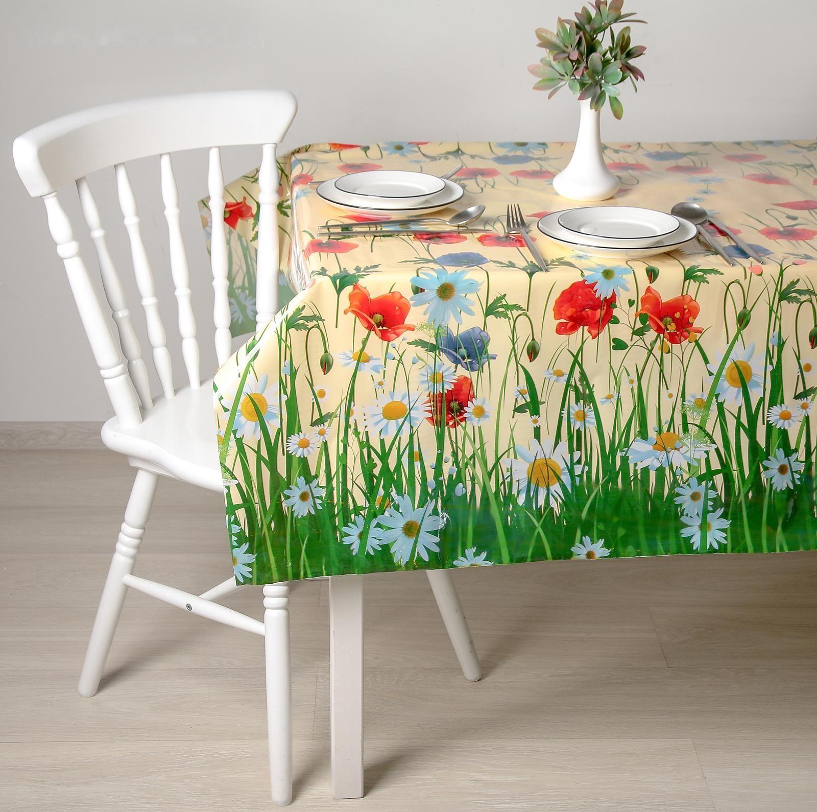 Клеёнка ПВХ «Поле», ширина 137 см, толщина 0,08 мм, рулон 30 метров