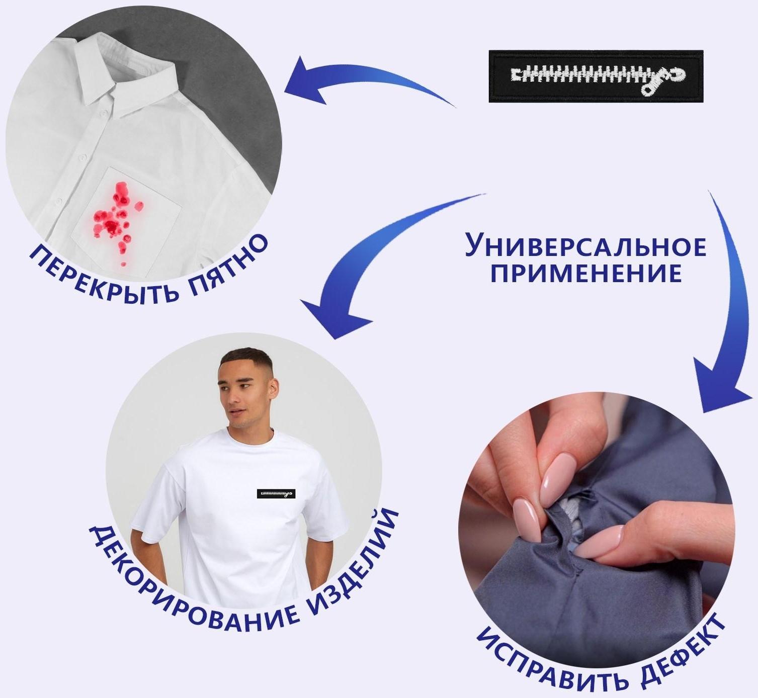 Термоаппликация «Молния», 10 × 2,5 см, цвет чёрный/белый