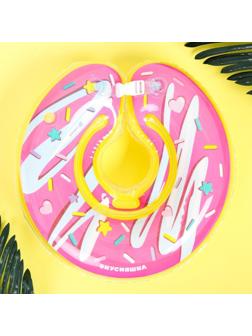 Круг детский на шею, для купания, «Пончик», от 1 мес, двухкамерный, с погремушками