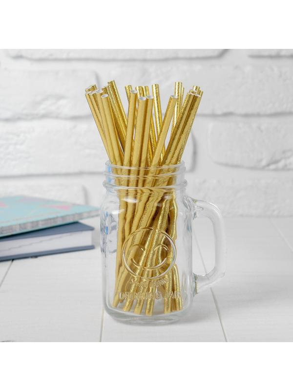 Трубочки для коктейля, набор 25 шт., цвет золотой