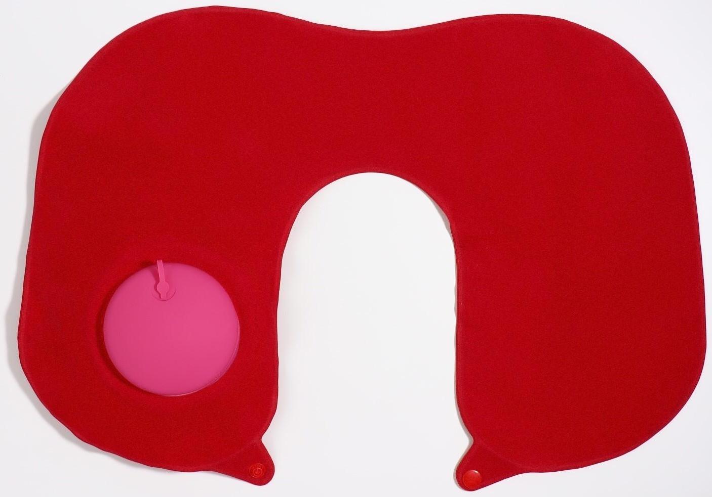 Подушка для шеи дорожная, надувная, с насосом, 47 × 27 см, картонная коробка, цвет МИКС