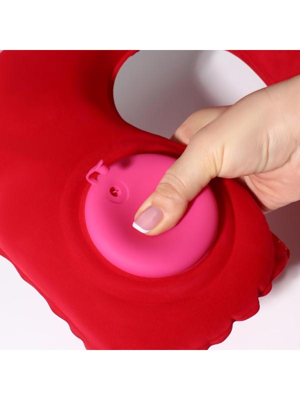 Подушка для шеи дорожная, надувная, с насосом, 47 × 27 см, картонная коробка, цвет МИКС