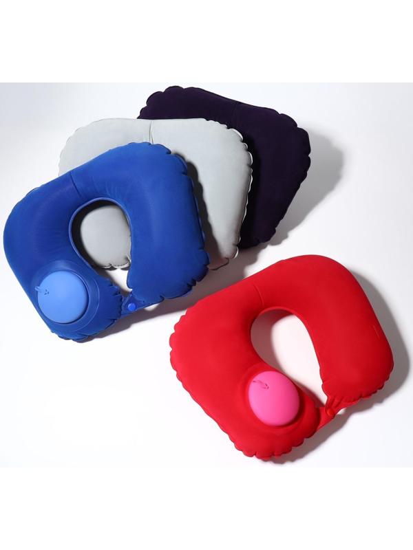 Подушка для шеи дорожная, надувная, с насосом, 47 × 27 см, картонная коробка, цвет МИКС