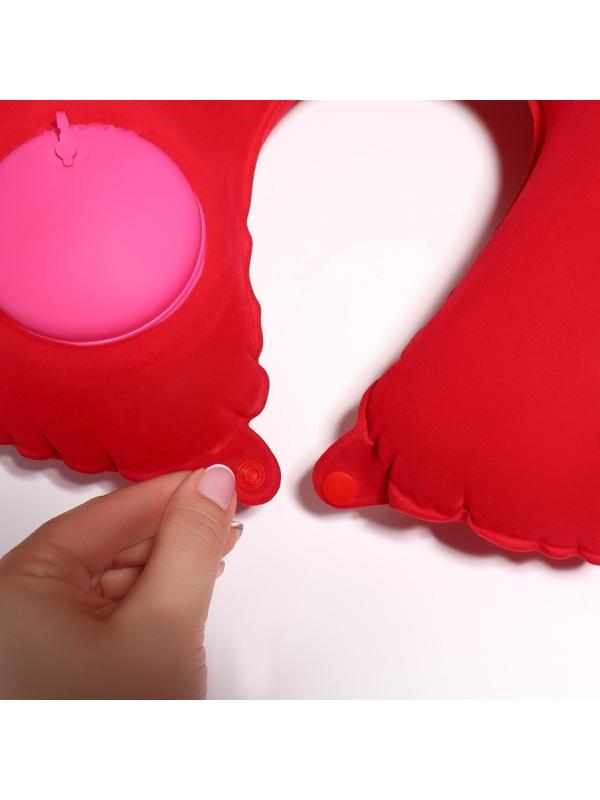 Подушка для шеи дорожная, надувная, с насосом, 47 × 27 см, картонная коробка, цвет МИКС