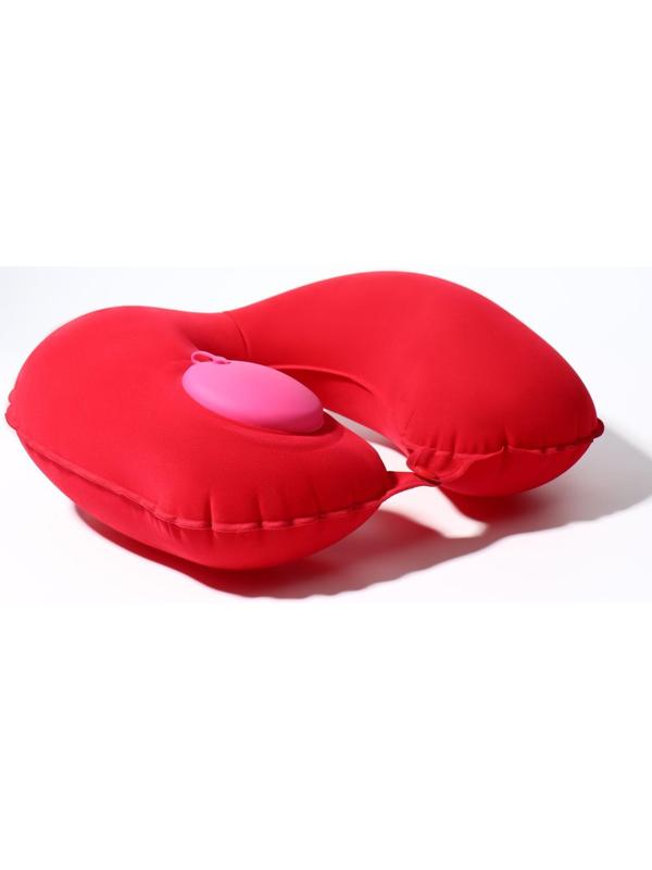 Подушка для шеи дорожная, надувная, с насосом, 47 × 27 см, картонная коробка, цвет МИКС