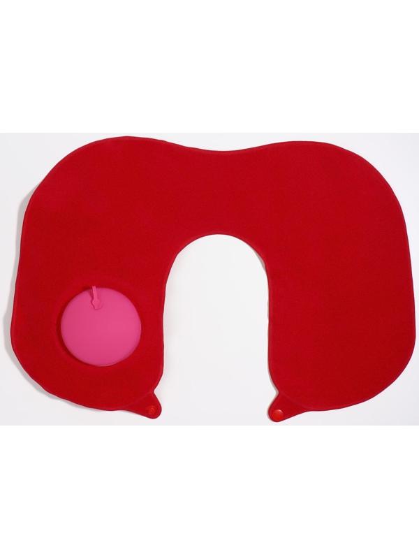 Подушка для шеи дорожная, надувная, с насосом, 47 × 27 см, картонная коробка, цвет МИКС