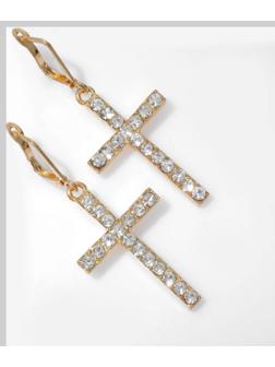 Серьги висячие со стразами 