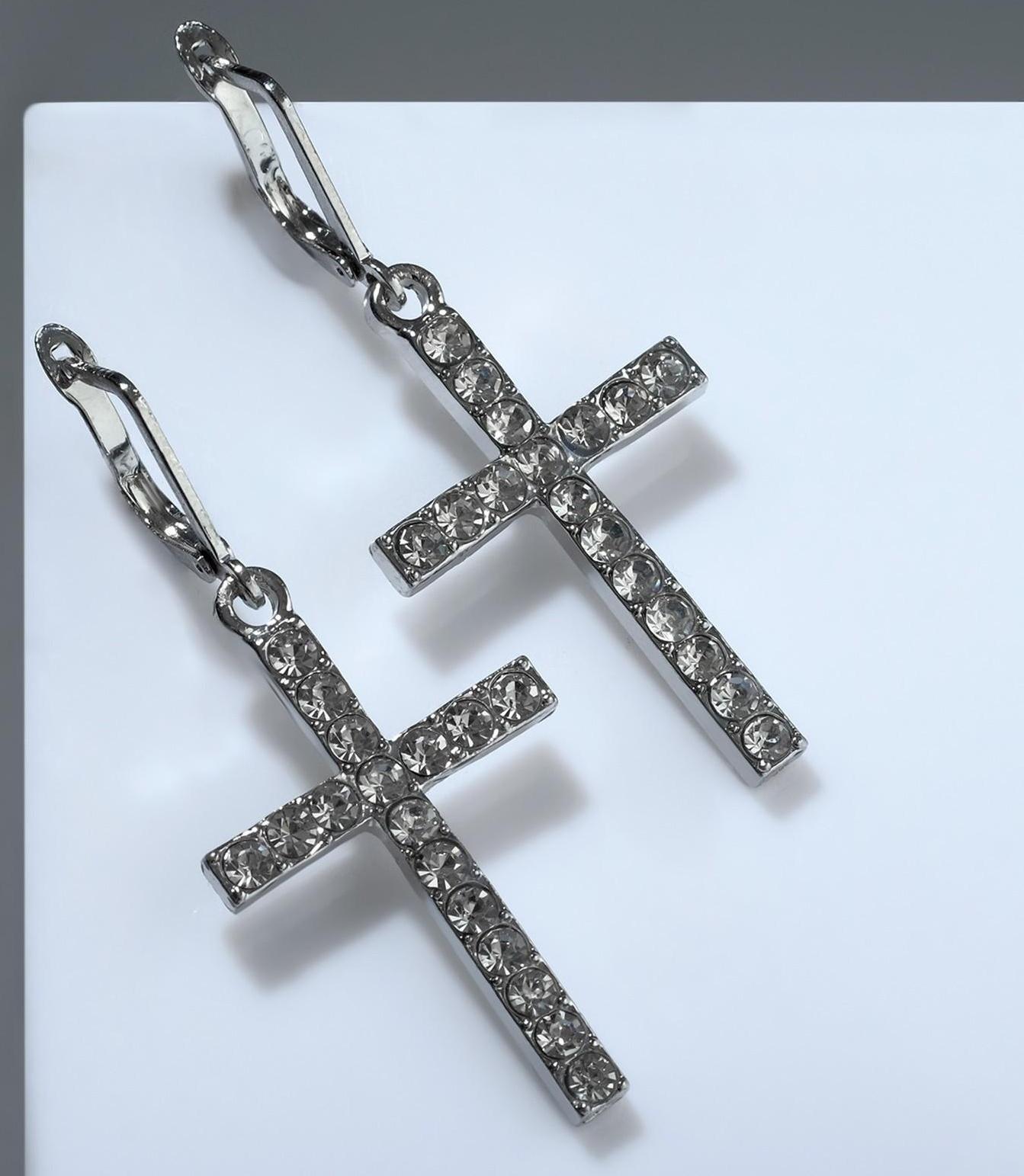 Серьги висячие со стразами 