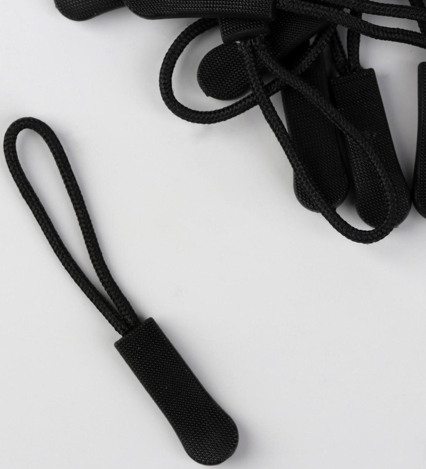 Пуллер для молнии, 2,5 см, 6 × 0,8 см, 10 шт, цвет чёрный