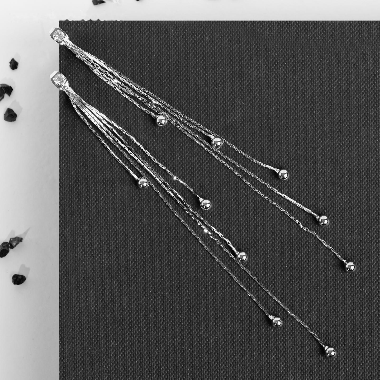 Серьги висячие со стразами 