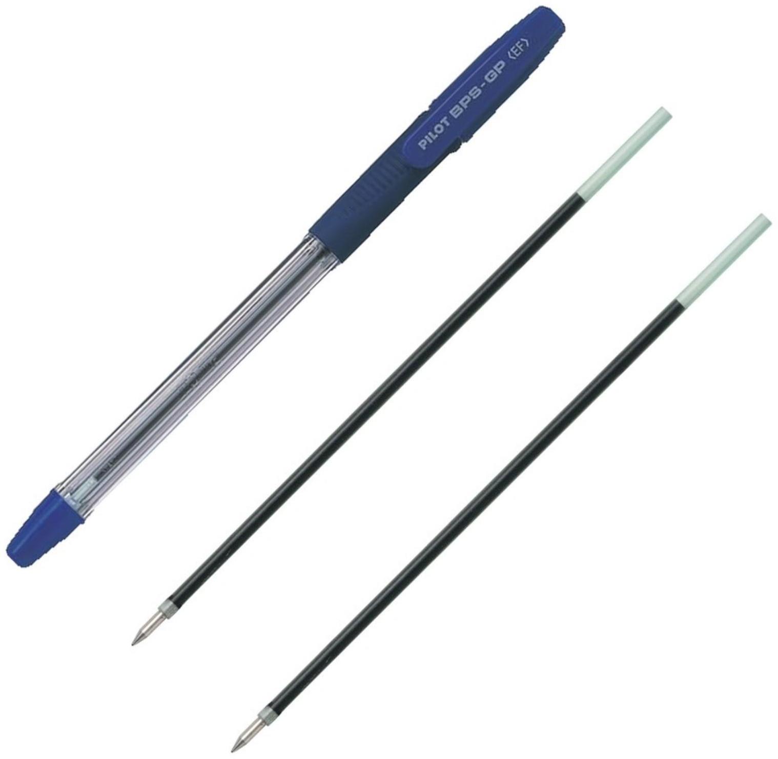 Набор ручка шариковая Pilot, синяя, 0.5мм + 2 смен. стержня