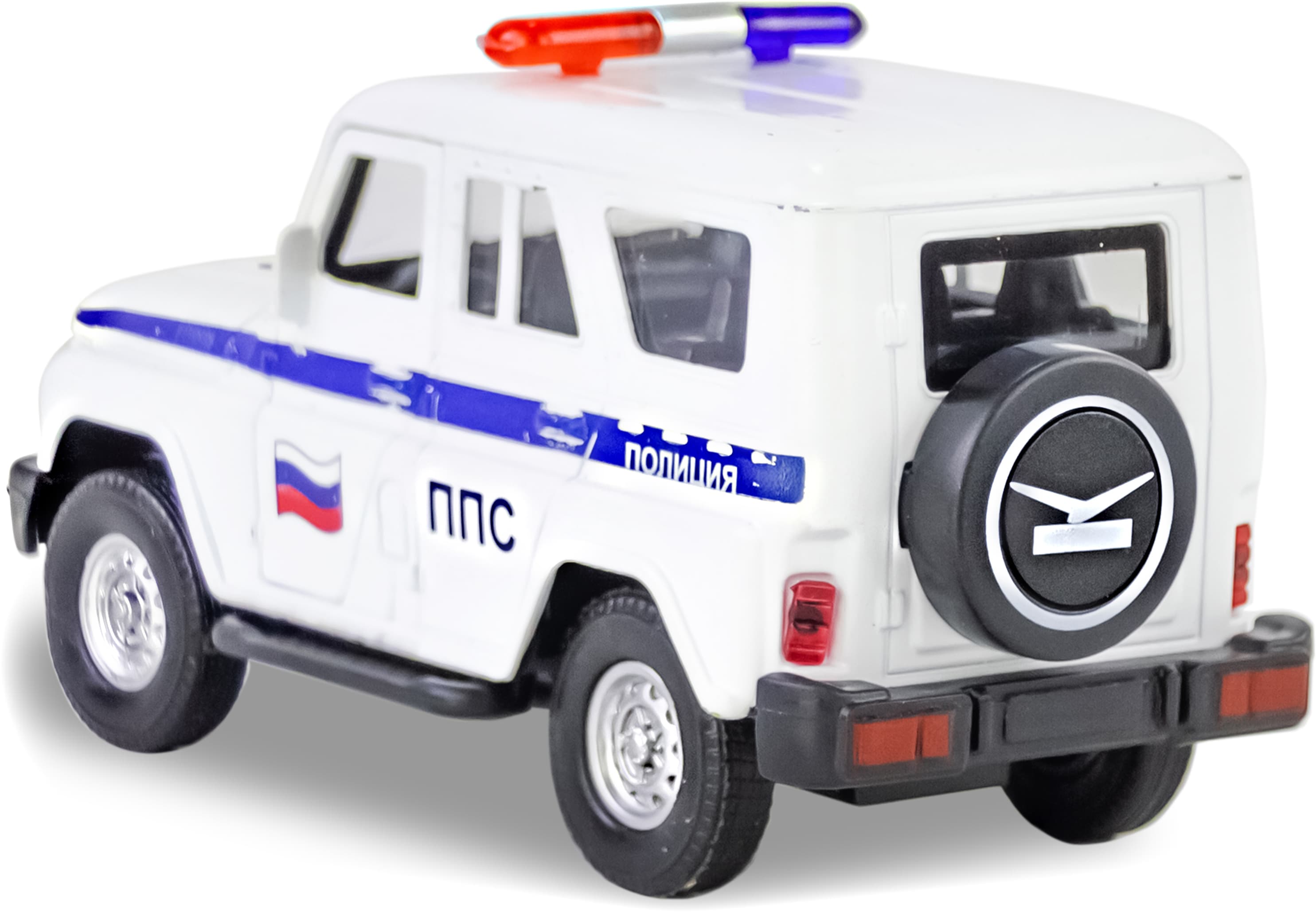 Металлическая машинка 1:32 «Служебный УАЗ Hunter» 12 см., А182R-182R свет и звук, инерционная / Белый
