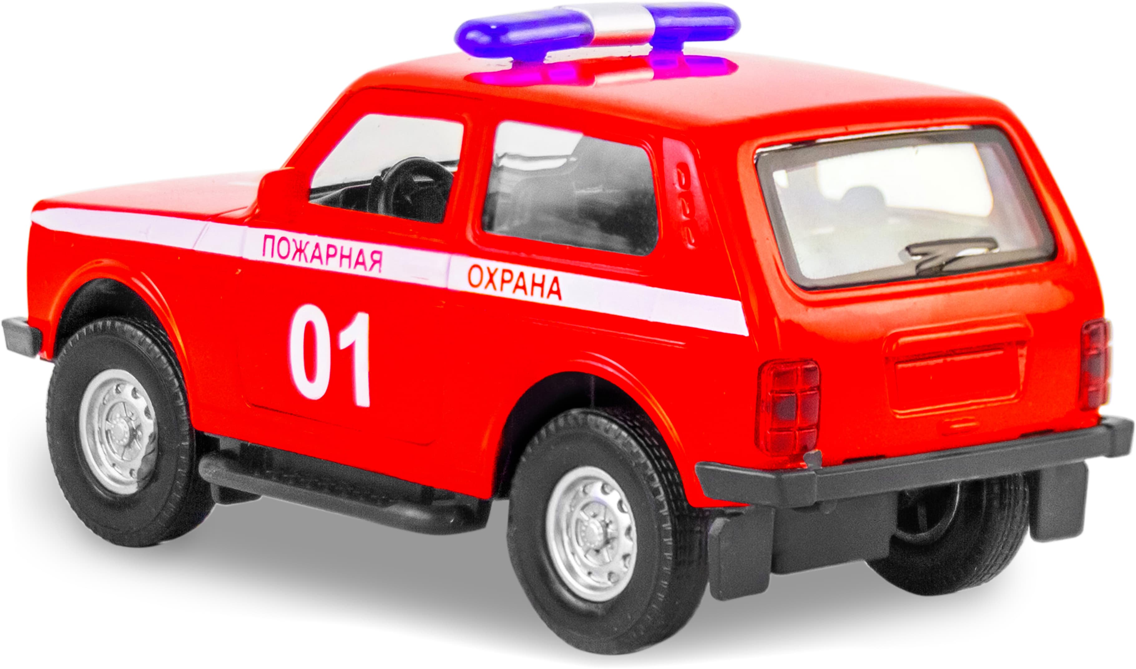 Металлическая машинка 1:32 «Служебная Лада Нива» 12 см., А182R-182R свет и звук, инерционная / Красный
